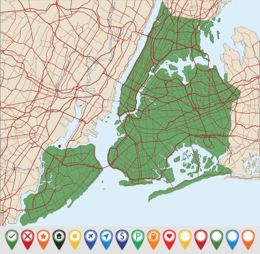 New York şehrinin yol haritası
