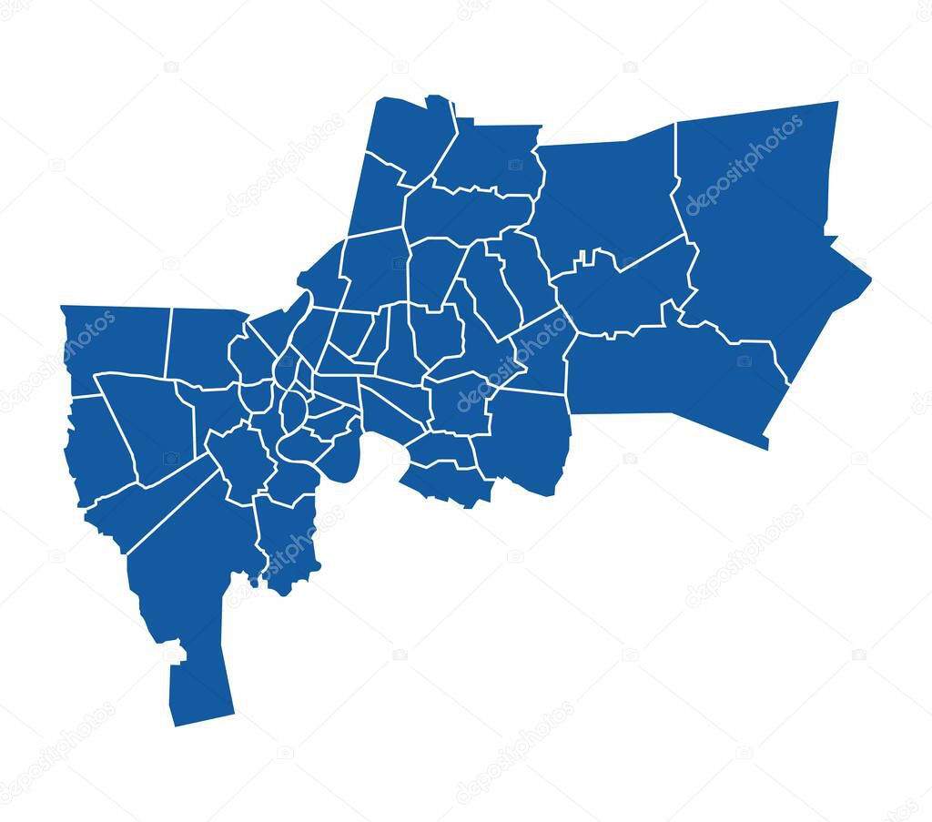 Outline blue map of Bangkok
