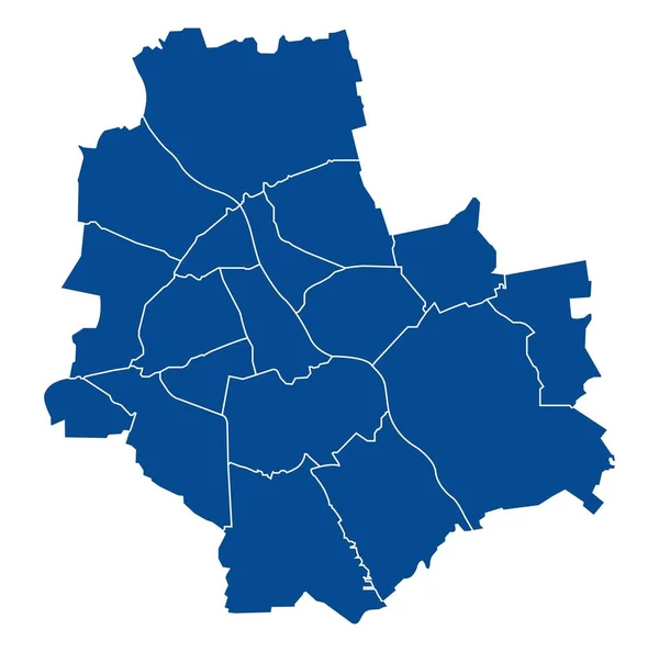 Esboço Mapa Azul Varsóvia — Vetor de Stock