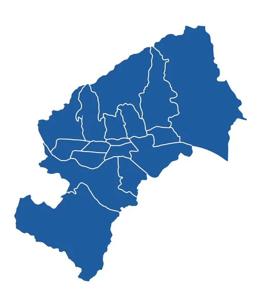 Esquema Mapa Azul Zagreb — Vector de stock