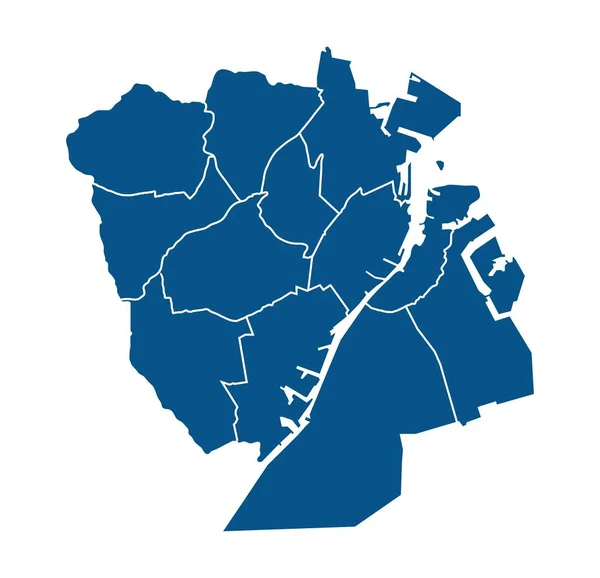 Mapa Azul Copenhague — Archivo Imágenes Vectoriales
