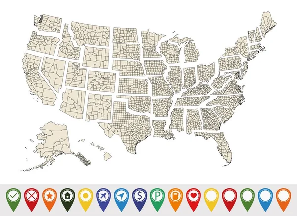 Carte Des États Unis Avec États Isolés — Image vectorielle