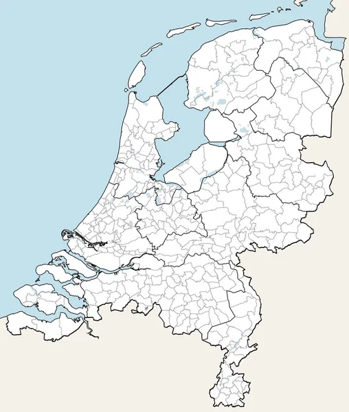 Mapa Detalhado Países Baixos — Vetor de Stock
