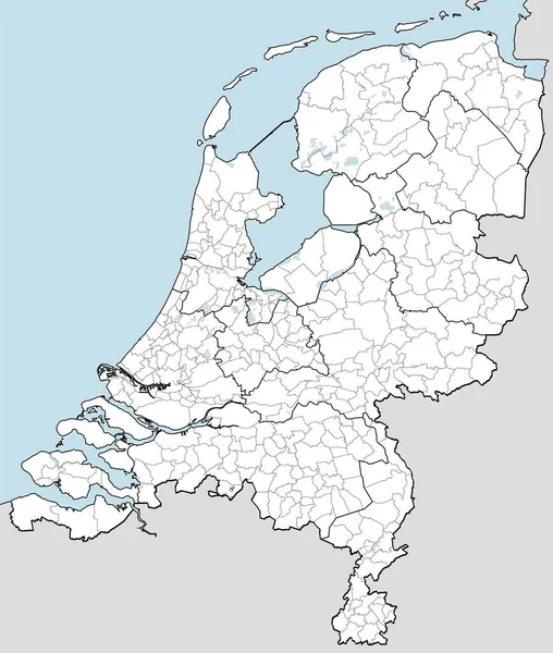 Mapa Detalhado Países Baixos — Vetor de Stock