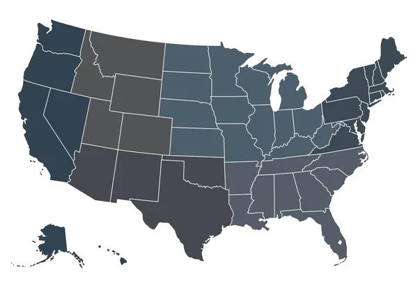 Carte Régionale Colorée Des États Unis — Image vectorielle