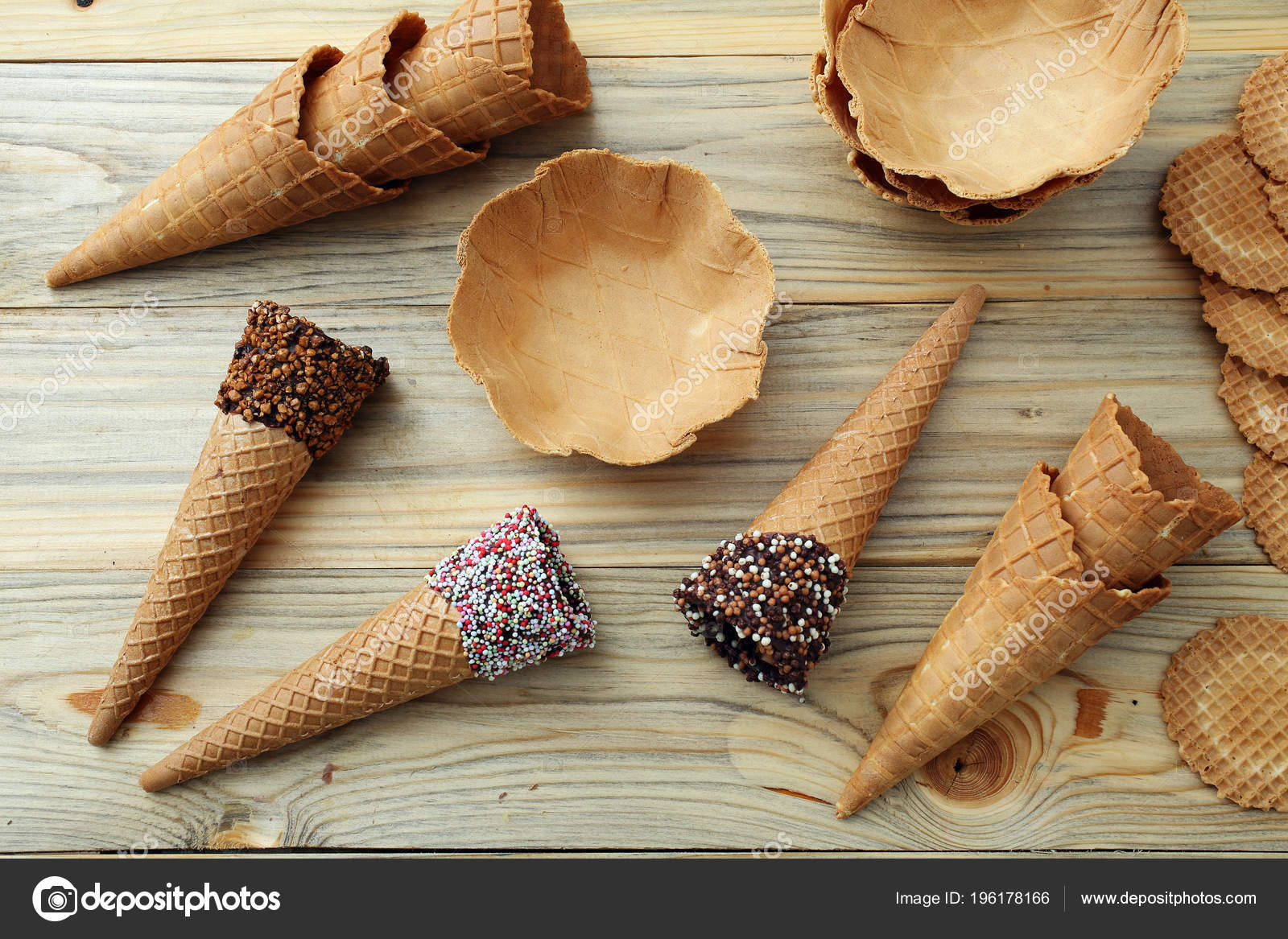 Accessories Serve Ice Cream Cones Wafer Wafers Pans Stock Photo by
