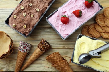 lezzetli dondurma mutfak masa arka plan el yapımı