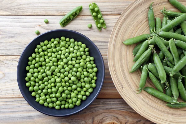 Dieta Vegetariana Ervilhas Verdes Frescas Cozidas — Fotografia de Stock