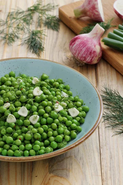 Régime Végétarien Pois Verts Frais Cuits — Photo