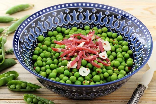 Régime Végétarien Pois Verts Frais Cuits — Photo