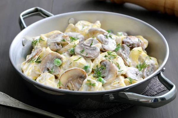 Cooked Homemade Dumplings White Sauce — Stock Photo, Image