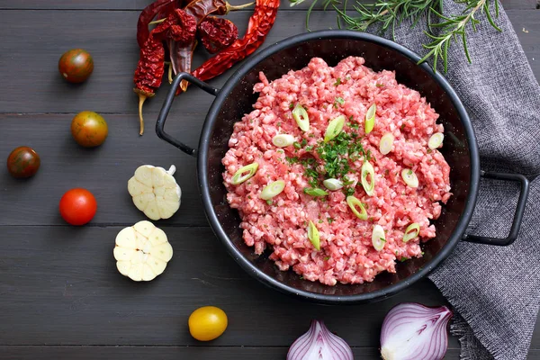 Carne Fresca Crua Picada Fundo — Fotografia de Stock