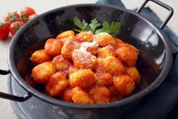 Homemade Italian Gnocchi Red Sauce — Stock Photo, Image