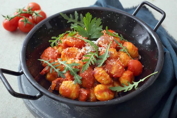 Homemade Italian Gnocchi Red Sauce — Stock Photo, Image