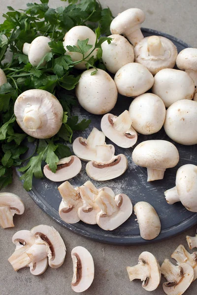 Close Fresh Champignon Mushrooms — Stock Photo, Image