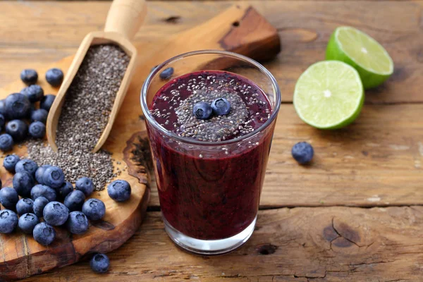 Batido Arándanos Con Semillas Chía —  Fotos de Stock