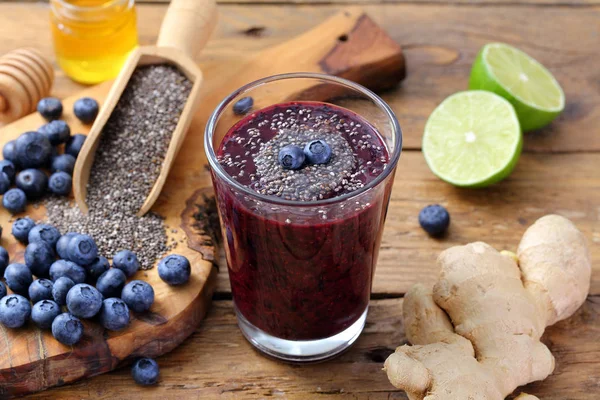 Smoothie Βατόμουρο Σπόρους Chia — Φωτογραφία Αρχείου