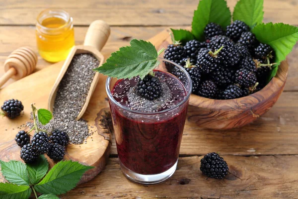 Blackberry Smoothie Met Chia Zaden — Stockfoto