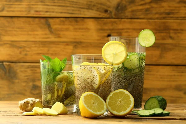 Fresh Lemon Juice Wooden Table — Stock Photo, Image