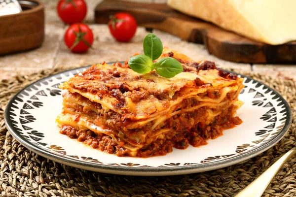 Lasagne Con Salsa Pomodoro Formaggio — Foto Stock