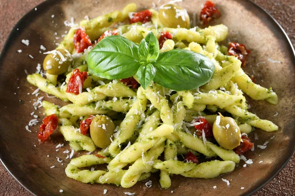 Pasta Con Salsa Pesto Parmesano — Foto de Stock