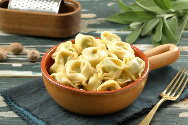 Traditional Italian Dumpling Pasta Tortellini Background — Stock Photo, Image