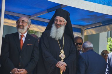 Alexandroupoli, Yunanistan-Mayıs 14, 2018: Bishop Anthimos Dedeağaç Bağımsızlık günü geçit Alexandroupolis.Selebration.  