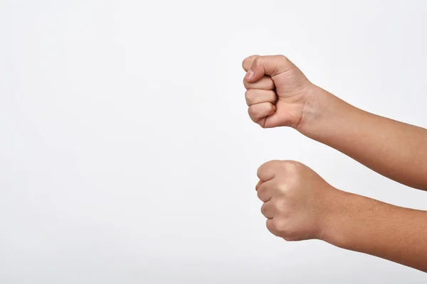 Дитячі Руки Готові Вдарити Дитяча Агресія — стокове фото