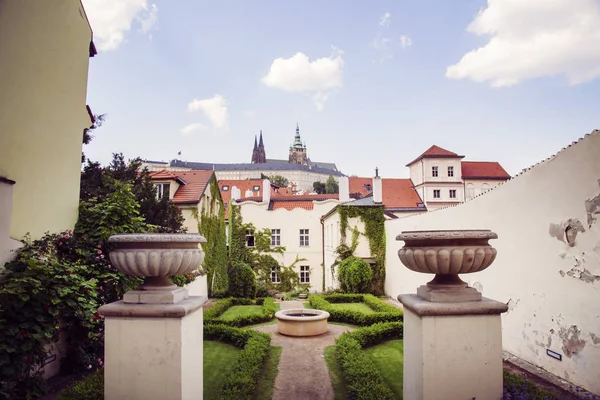 Vista Tradicional Praga Desde Corte Romántica Hasta Castillo Praga Con — Foto de Stock