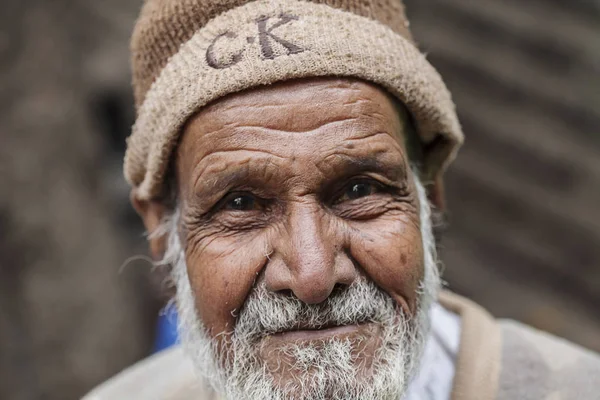 Udaipur Rajasthan Índia Fevereiro 2018 Retrato Homem Velho Com Chapéu — Fotografia de Stock