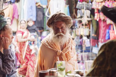 Pushkar şehir, İstanbul, Türkiye, 14 Şubat 2018: Sadhu baba portre