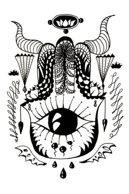 Hamza dekoratif siyah beyaz el çizimi 