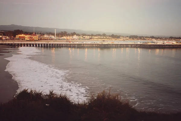 Pôr Sol Acima Cais Oceânico Santa Cruz Califórnia Eua — Fotografia de Stock