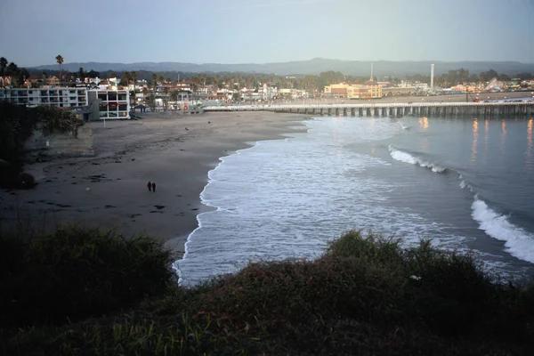 Günbatımı Okyanus Pier Santa Cruz California Abd Yukarıda — Stok fotoğraf