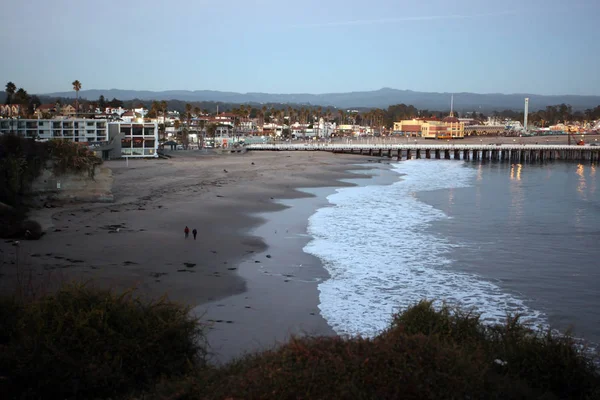 Günbatımı Okyanus Pier Santa Cruz California Abd Yukarıda — Stok fotoğraf