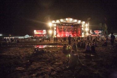 Kostrzyn nad Oder, Polonya, 4 Ağustos 2018, Woodstock Polonya Rock Festivali ana sahne 