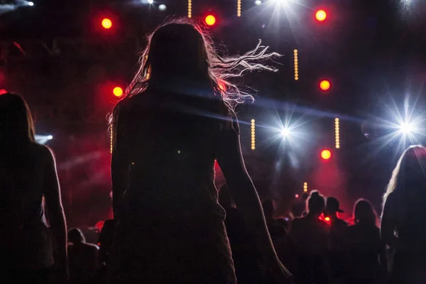 Dancing people at night concert party