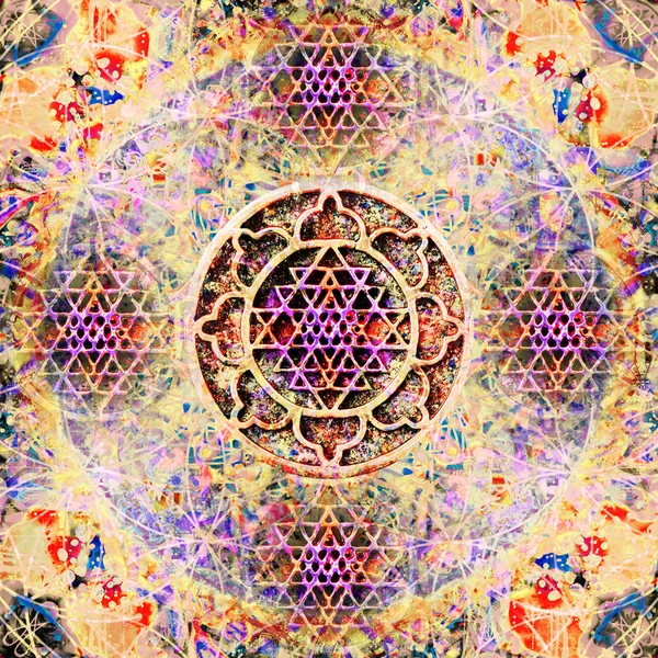 Sri Yantra Lotus Absztrakt Mandala — Stock Fotó