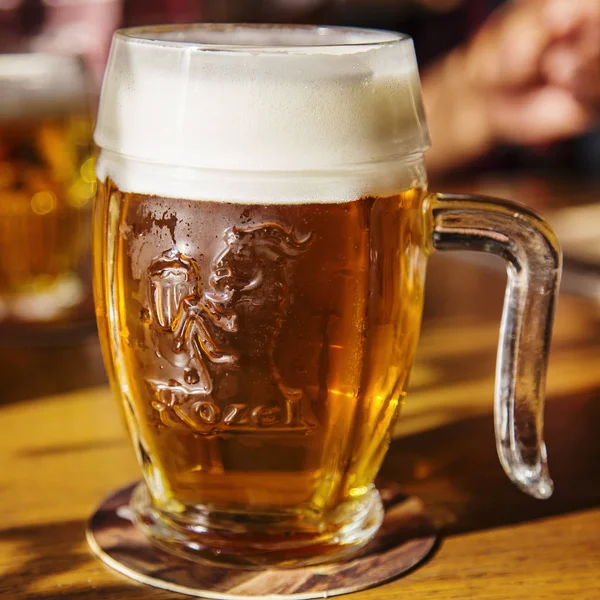 Praga República Checa Septiembre 2018 Vaso Cerveza Checa Sin Filtrar — Foto de Stock