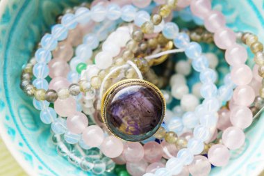 Doğal mineral taş boncuk Dekoratif kase