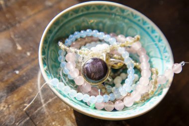 Doğal mineral taş boncuk Dekoratif kase