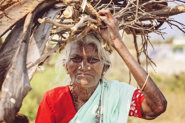 Тируваннамалай Тамил Наду Индия Января 2018 Года Индийская Пожилая Женщина — стоковое фото