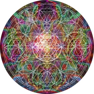 Çiçek yaşam ile soyut mandala 