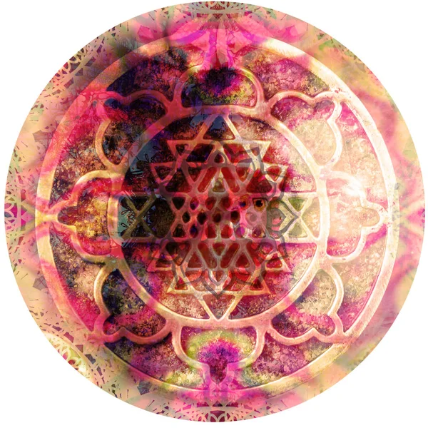 Mandala Abstrait Avec Sri Yantra Dans Lotus — Photo