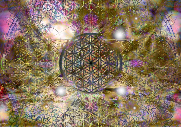 Abstract spiritual background with sacred geometry