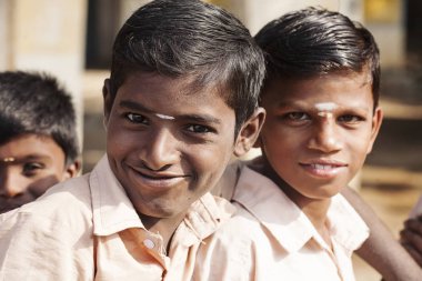 Arunachala, Tiruvannamalai, Tamil Nadu Hindistan, 30 Ocak 2018: Devlet Okulu öğrenci çocuklar