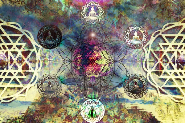 Abstract spiritual background with sacred geometr