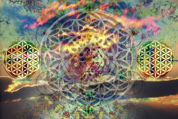 Abstract spiritual background with sacred geometr