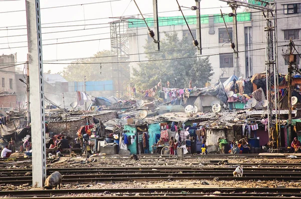 Delhi Rajasthan Indien Januari 2019 Delhi Slumområden Perifery — Stockfoto