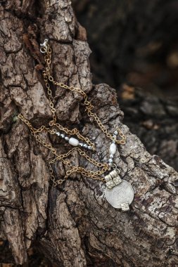 Altın zincir orijinal sikke el yapımı kolye